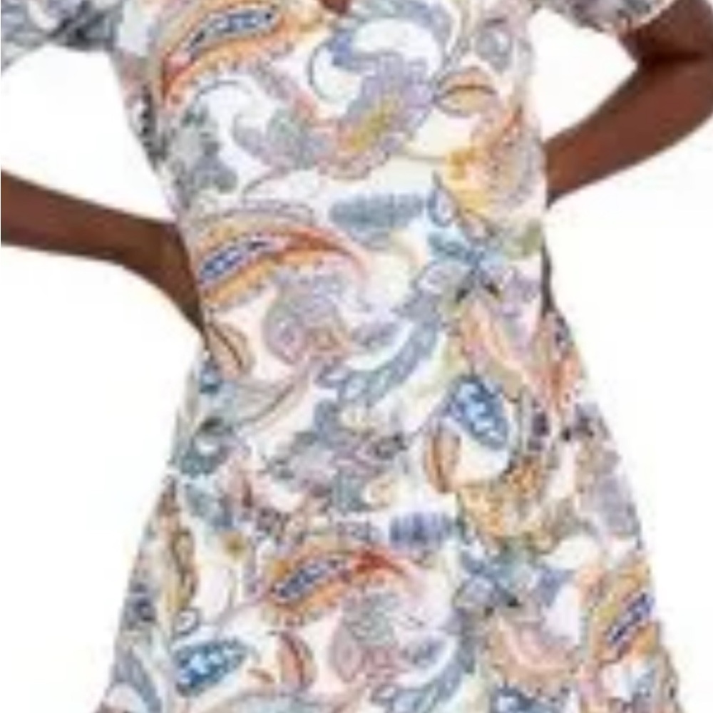 INC International Concepts Blue and Brown A-line Midi Dress
